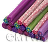 18 Mixed Solid Colour Flower Canes - Nail Art (11NCST6)