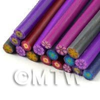 18 Mixed Solid Colour Flower Canes  - Nail Art (11NCST7)