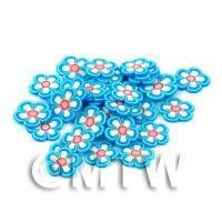 50 Blue and White Flower Cane Slices - Nail Art (DNS72)