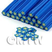 Handmade Blue and Yellow Flower Cane - Nail Art (DNC79)