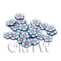 50 Blue and White Flower Cane Slices - Nail Art (DNS90)