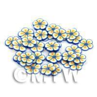 50 Blue and Yellow  Flower Cane Slices - Nail Art (DNS91)