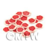 50 Red Rose Flower Cane Slices - Nail Art (DNS31)