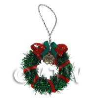 Dolls House Miniature Green Christmas Wreath Wreath With Bells