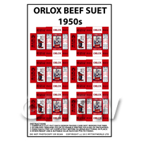 Dolls House Miniature Packaging Sheet of 6 Orlox Beef Suet 1950s