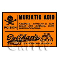 Dolls House Miniature Orange Muriatic Acid Poison Label Style 2