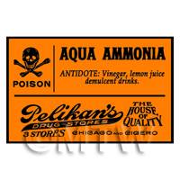 Dolls House Miniature Orange Aqua Ammonia Poison Label Style 2