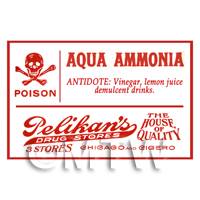 Dolls House Miniature Aqua Ammonia Poison Label Style 1