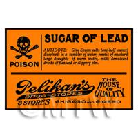 Dolls House Miniature Orange Sugar of Lead Poison Label Style 2