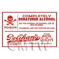 Dolls House Miniature Denatured Alcohol Poison Label Style 1