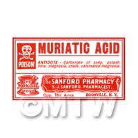 Dolls House Miniature Muriatic Acid Poison Label Style 4