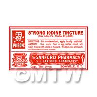 Dolls House Miniature Iodine Tincture Poison Label Style 4