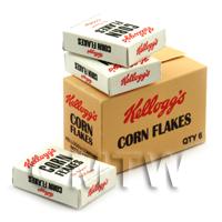 Dolls House Miniature Kellogs Corn Flakes Shop Stock Box And 3 Loose Boxes