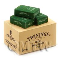 Dolls House Miniature Twinings Irish Tea Stock Box And 3 Loose Boxes