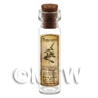Dolls House Apothecary Peppermint Herb Long Sepia Label And Bottle
