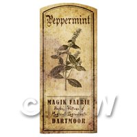 Dolls House Herbalist/Apothecary Peppermint Herb Short Sepia Label