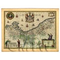 Dolls House Miniature Old Map Of Pomerania From The Late 1500s
