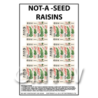 Dolls House Miniature Packaging Sheet of 6 Not-A-Seed Raisins