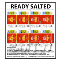 Dolls House Miniature Packaging Sheet of 8 Walkers Ready Salted Crisps