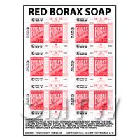 Dolls House Miniature Sheet of 6 Red Borax Soap Powder Boxes