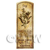 Dolls House Herbalist/Apothecary Sage Herb Long Sepia Label
