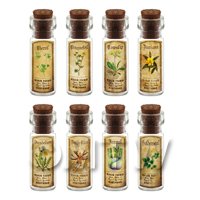 Dolls House Apothecary Short Herb Colour Label And Bottle Set 4
