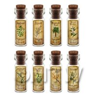 Dolls House Apothecary Short Herb Colour Label And Bottle Set 5