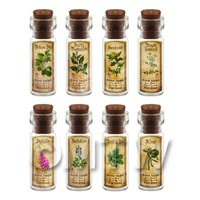 Dolls House Apothecary Short Herb Colour Label And Bottle Set 7