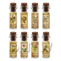 Dolls House Apothecary Short Herb Colour Label And Bottle Set 8
