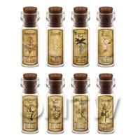 Dolls House Apothecary Short Herb Sepia Label And Bottle Set 5