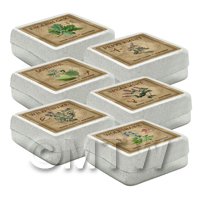 Dolls House Herbalist/Apothecary Square Herb Box Set 6