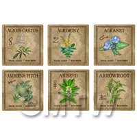 Dolls House Herbalist/Apothecary Square Herb Label Set 1