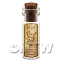 Dolls House Apothecary Thyme Herb Short Sepia Label And Bottle