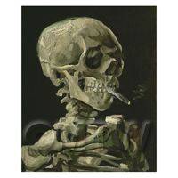 Van Gogh Painting Skeleton With a Burning Cigarette