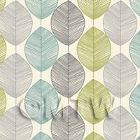 Pack of 5 Dolls House Green And Blue Leaf Wallpaper Sheets