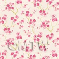 Pack of 5 Dolls House Pink Blossom Wallpaper Sheets