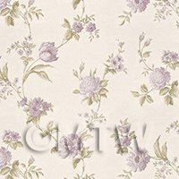 Dolls House Miniature Mixed Violet Flowers On White Wallpaper 
