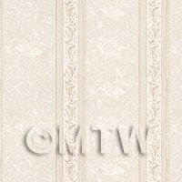 Pack of 5 Dolls House Ornate Pale Beige Striped Wallpaper Sheets
