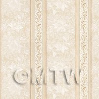 Pack of 5 Dolls House Ornate Light Brown Striped Wallpaper Sheets