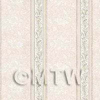 Pack of 5 Dolls House Ornate Pale Beige And Grey Striped Wallpaper Sheets