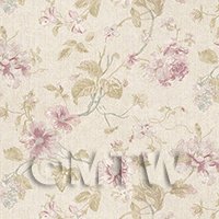 Pack of 5 Dolls House Pale Violet Mixed Flower Design Wallpaper Sheets