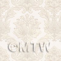 Pack of 5 Dolls House Cream Damask Style Wallpaper Sheets