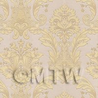 Pack of 5 Dolls House Gold Damask Style Wallpaper Sheets