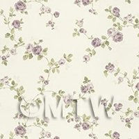 Dolls House Miniature Small Trailing Violet Rose Wallpaper 