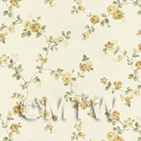 Dolls House Miniature Small Trailing Yellow Rose Wallpaper 