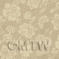 Dolls House Beige Floral Pattern On Fabric Style Print Wallpaper 