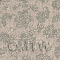 Dolls House Grey Floral Pattern On Fabric Style Print Wallpaper 
