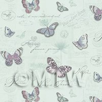 Pack of 5 Dolls House Butterflys On Pale Blue Wallpaper Sheets
