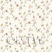 Dolls House Tiny Red And Yellow Trailing Meadow Flower Wallpaper 