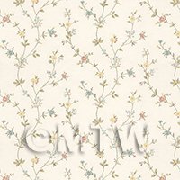 Dolls House Tiny Mixed Pastels Trailing Meadow Flower Wallpaper 